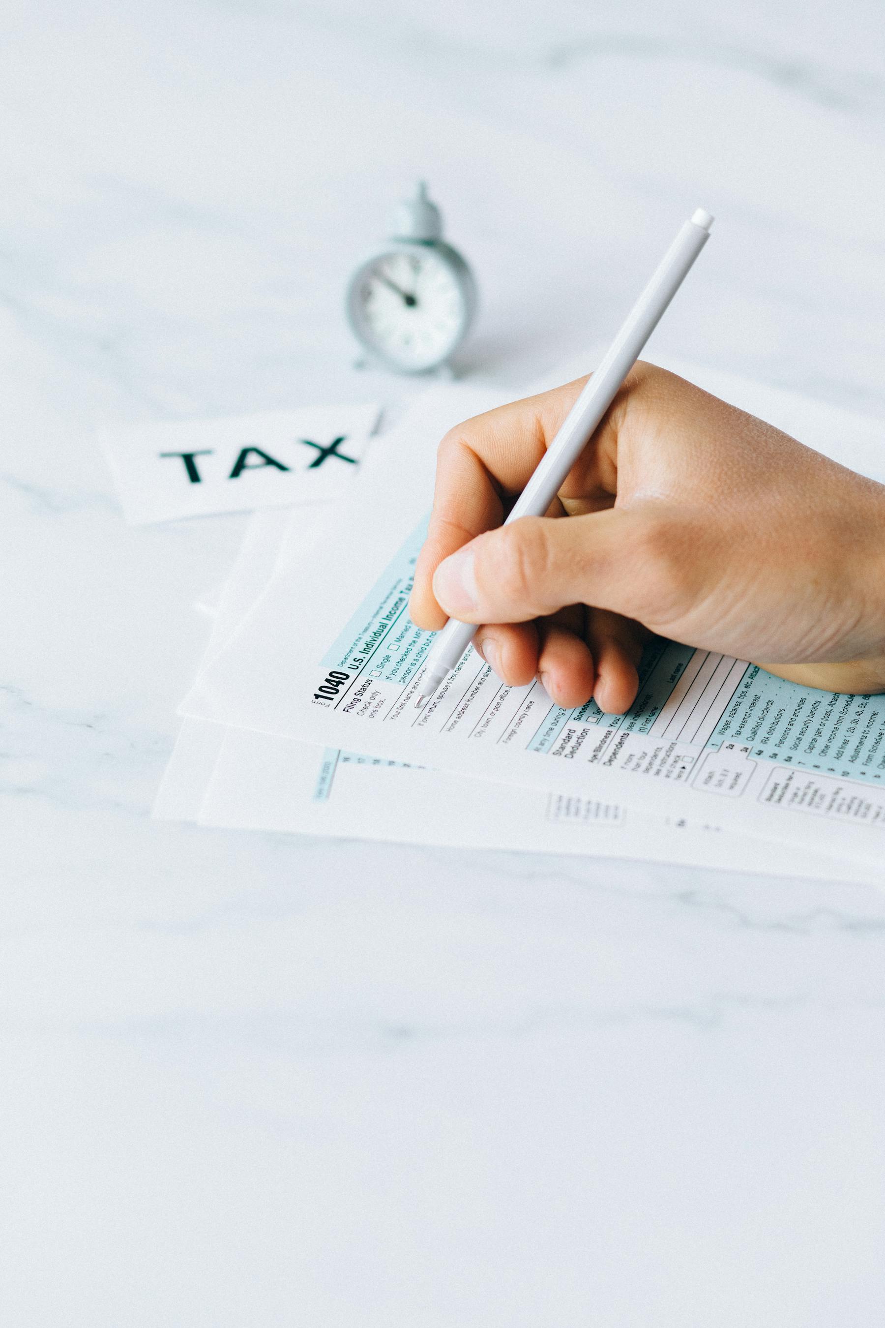 Tax form being completed